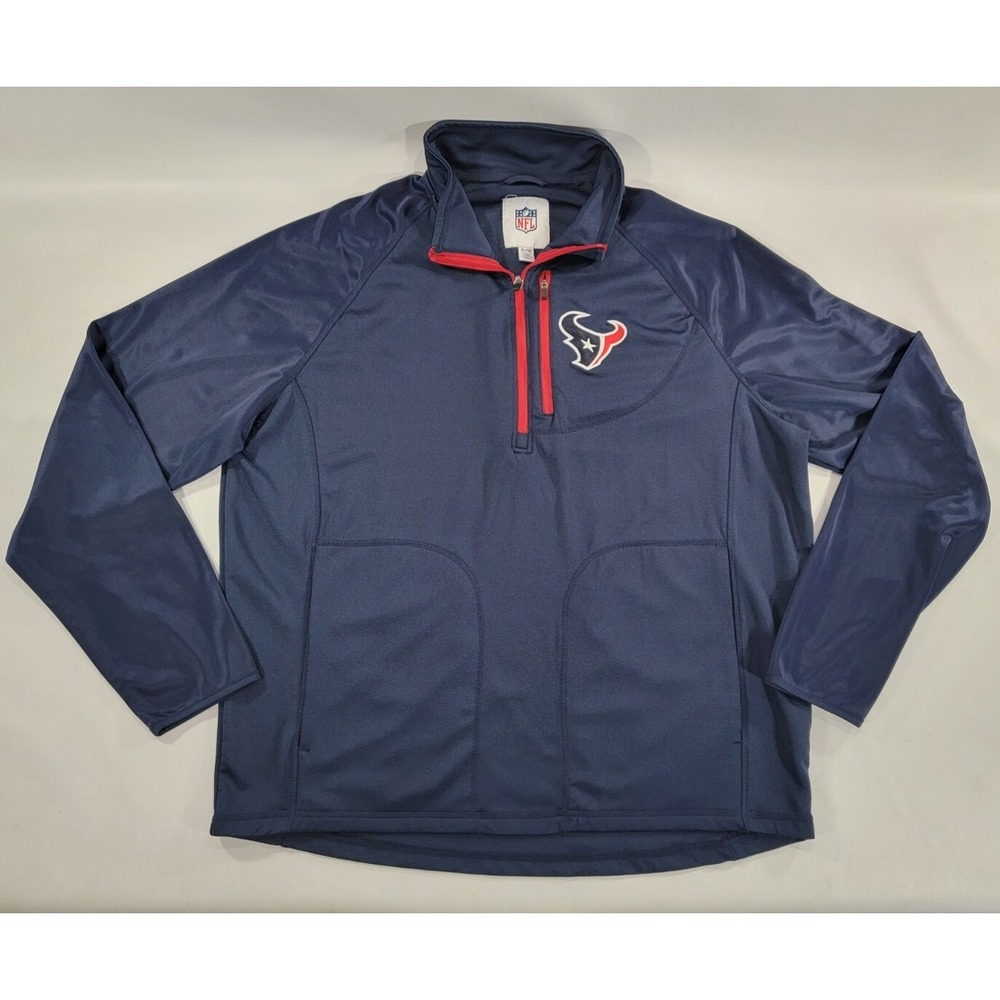 Houston Texans‎ NFL Team Apparel Men's 1/4 Zip Track Jacket Pullover Sz XL EUC